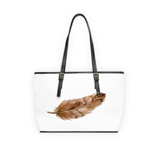 Brown Feather Leather Shoulder Bag