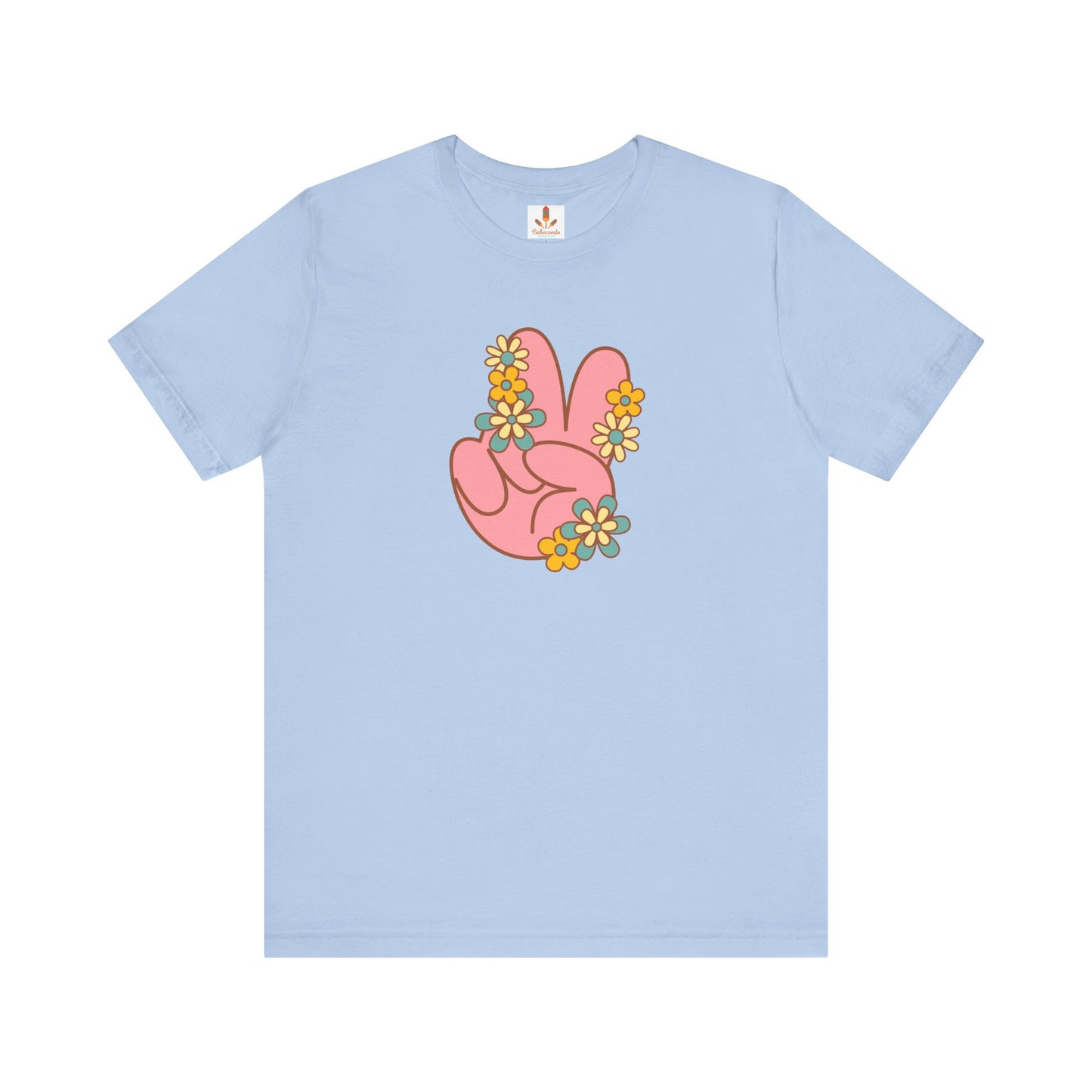 Peace Hand Sign with Flowers T-shirt