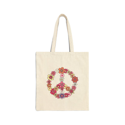 Peace Sign made from Flowers Cotton Tote Bag