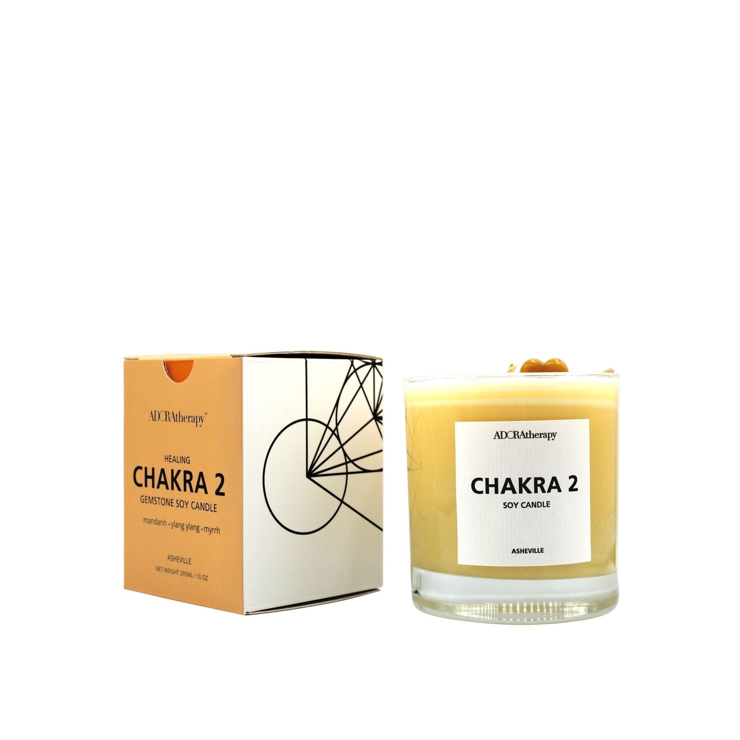 Chakra 2 Soy Candle with Sunstone Gemstones