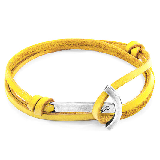 Mustard Yellow Clipper Silver & Leather Bracelet