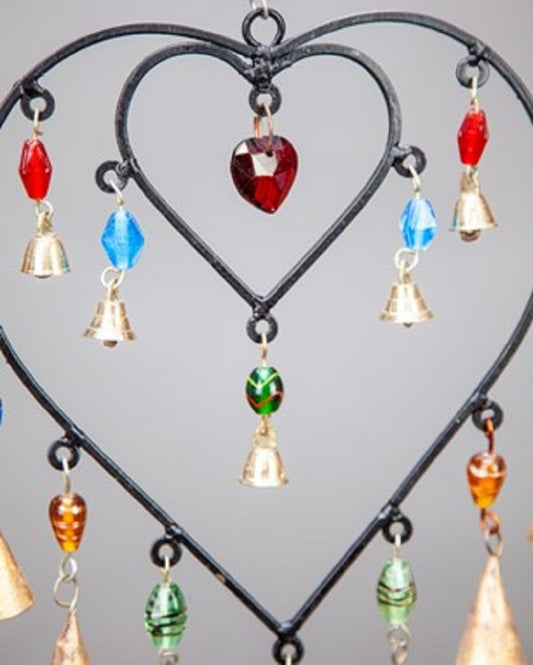 Double Heart Hanging Boho Chime