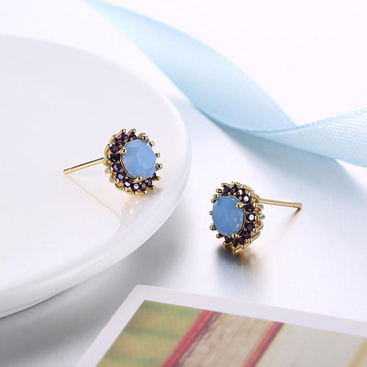 Oceanic Opal Stud Earrings in 14K Gold