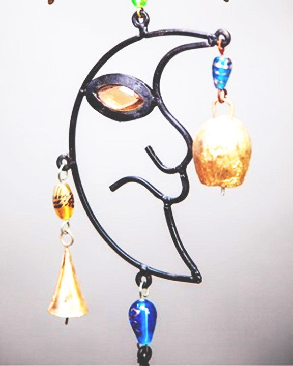 Celestial Sun and Moon Chime with Beads