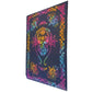 Gothic Skull Tapestry with Tie-Dye Pattern and Floral Border