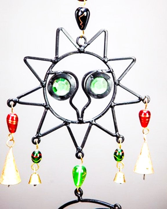 Celestial Sun and Moon Chime with Beads