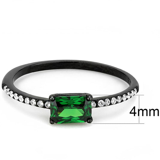 IP Black Stainless Steel Emerald Ring