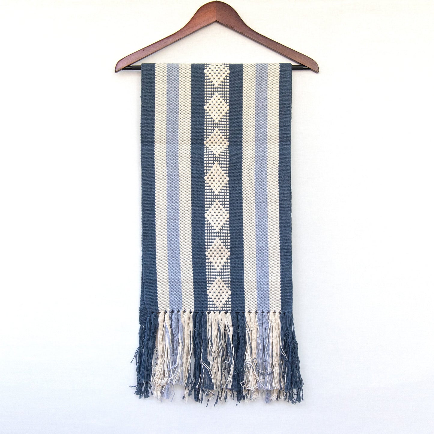 Jalieza Geometric Woven Table Runner – Diamond Design in Blue