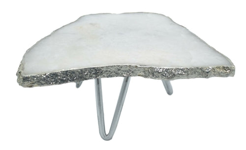 Gemstone Cake Stand - Blue Agate, White Quartz