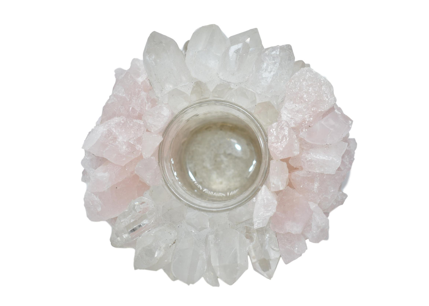 Rose Quartz and Quartz Votive Candle Holder