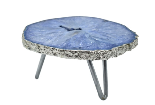 Gemstone Cake Stand - Blue Agate, White Quartz