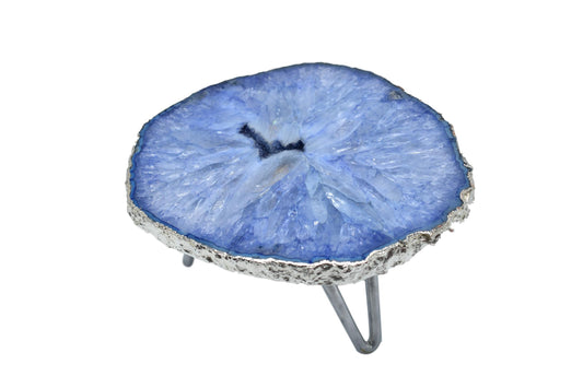 Gemstone Cake Stand - Blue Agate, White Quartz