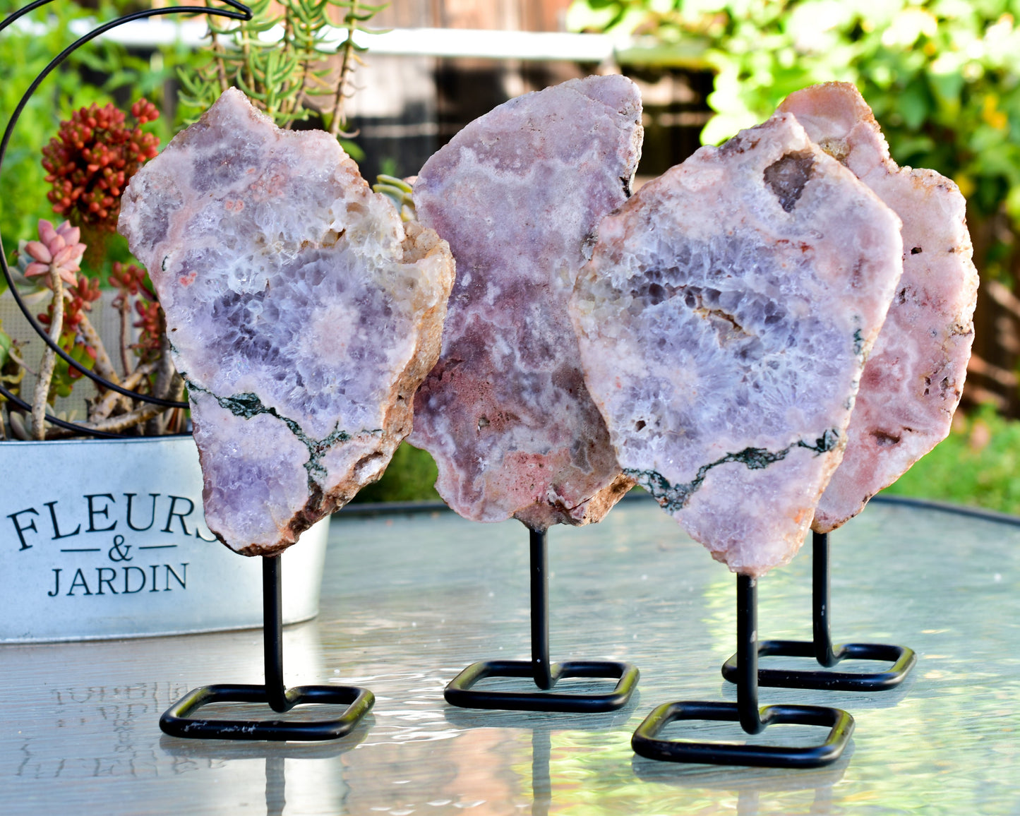 Pink Amethyst on Metal Base