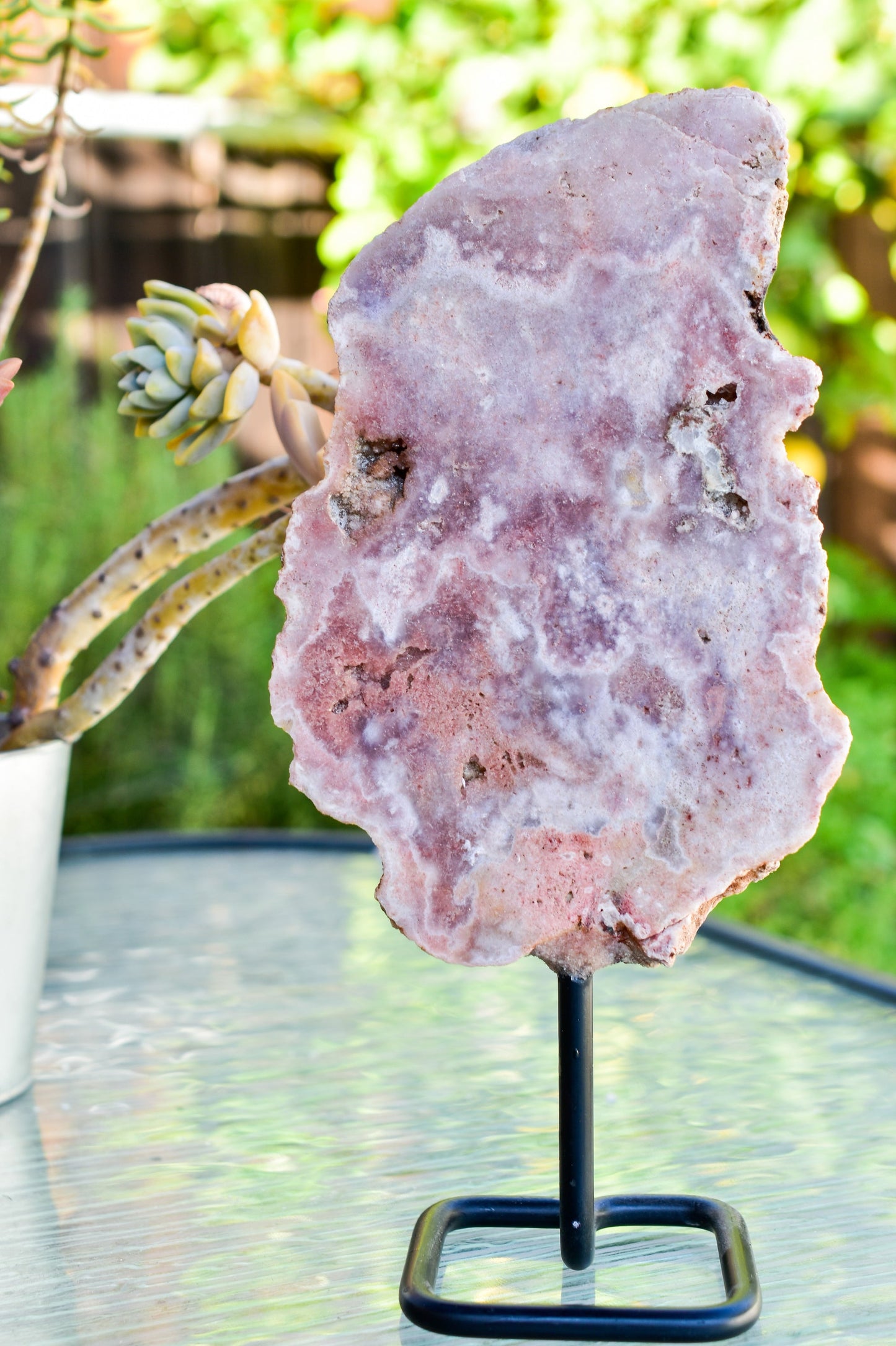 Pink Amethyst on Metal Base