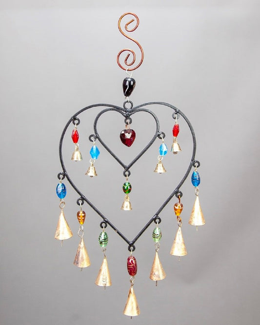 Double Heart Hanging Boho Chime