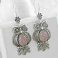 Owl Figured Rose Quartz Earrings - Filigree Art