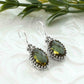 Heart Detailed Oval Drop Alexandrite Earrings