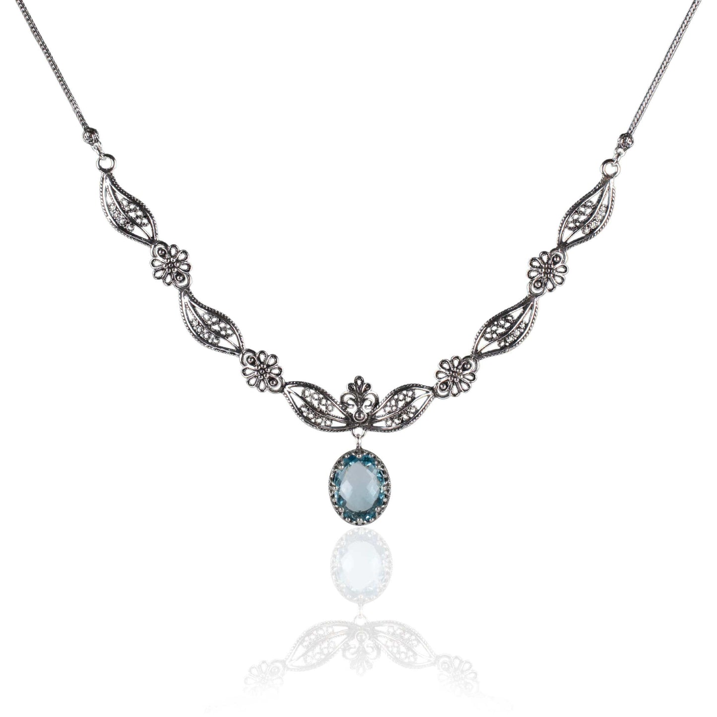 Blue Topaz Gemstone Princess Necklace