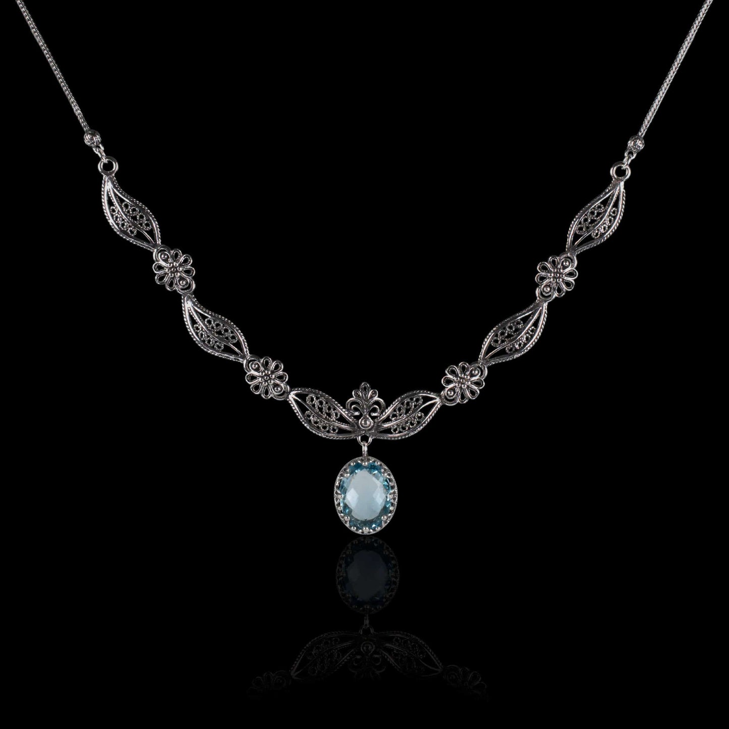 Blue Topaz Gemstone Princess Necklace