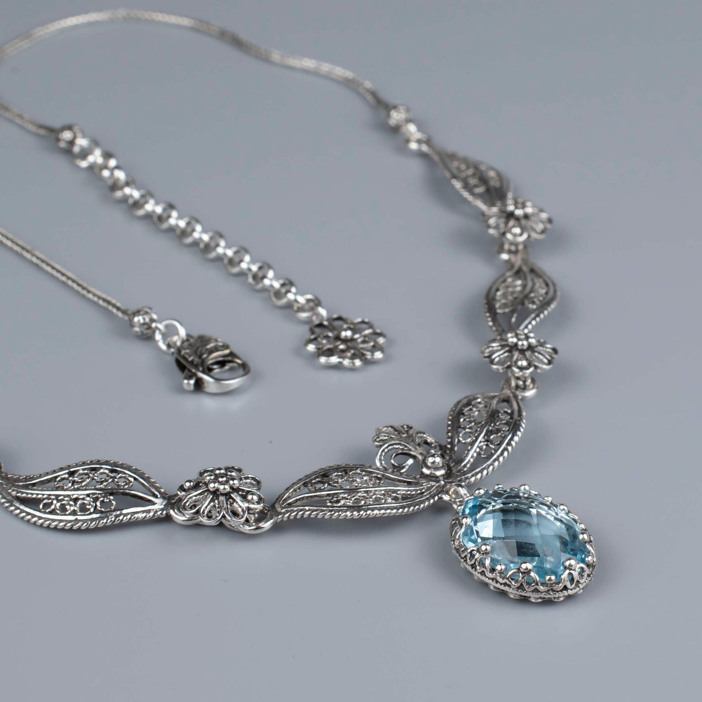 Blue Topaz Gemstone Princess Necklace