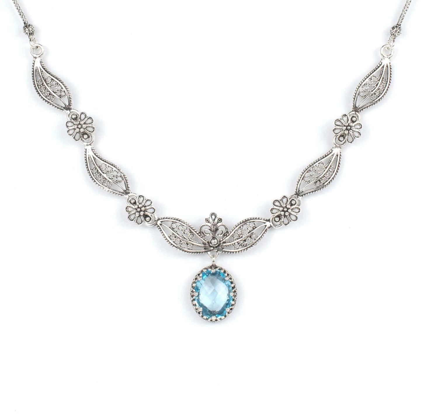 Blue Topaz Gemstone Princess Necklace