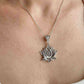 Filigree Art Sterling Silver Lotus Flower Pendant Necklace