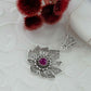 Filigree Art Silver Lotus Flower Pendant with Ruby Corundum Gemstone