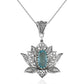 Blossoming Lotus Flower Blue Topaz Pendant