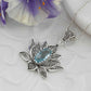 Blossoming Lotus Flower Blue Topaz Pendant