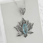 Blossoming Lotus Flower Blue Topaz Pendant