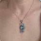 Filigree Art Owl Figured Blue Topaz Pendant