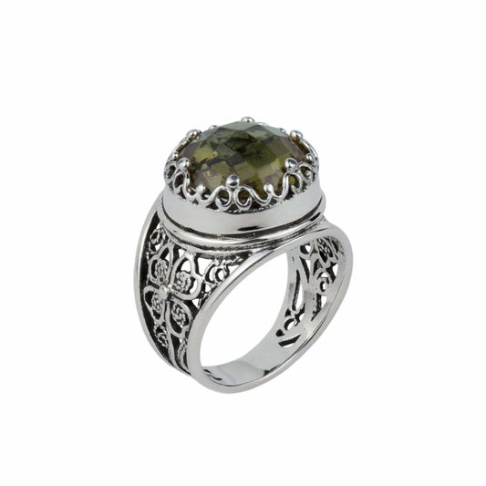 Filigree Art Alexandrite Crown Statement Ring