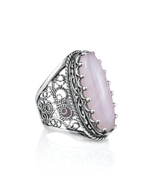 Filigree Art Rose Quartz Statement Ring