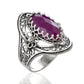 Filigree Art Ruby Corundum Sterling Silver Ring
