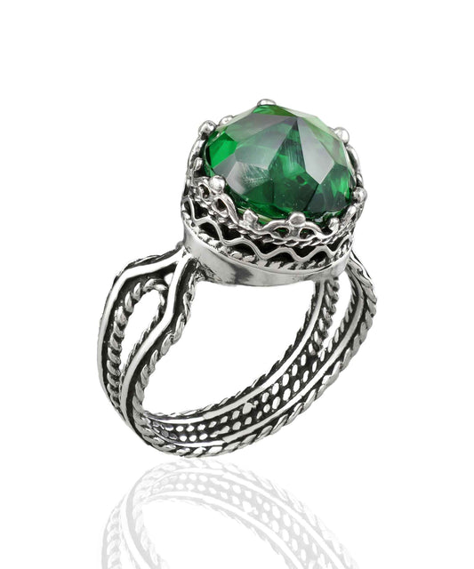 Peridot Gemstone Filigree Art Cocktail Ring