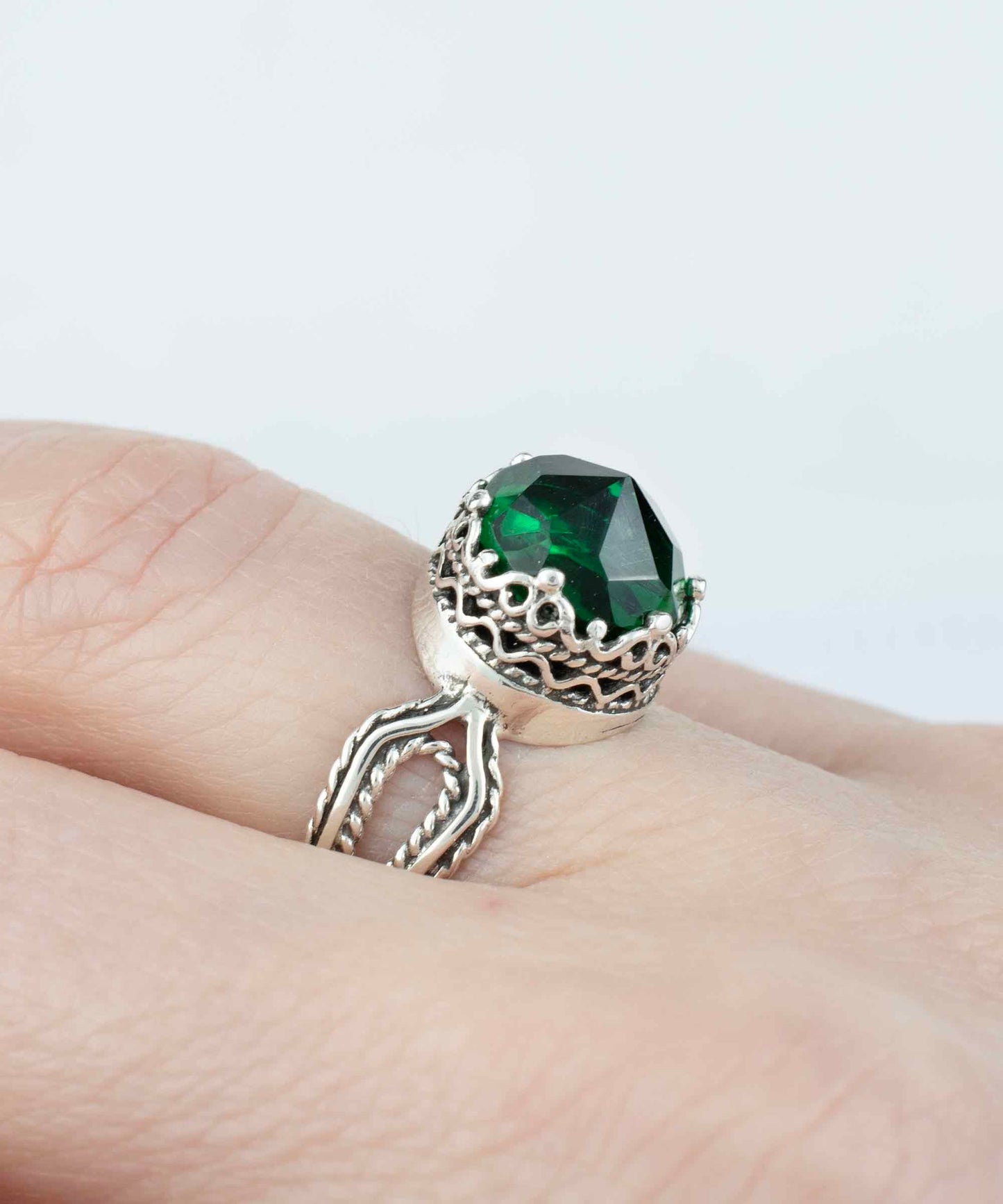 Peridot Gemstone Filigree Art Cocktail Ring