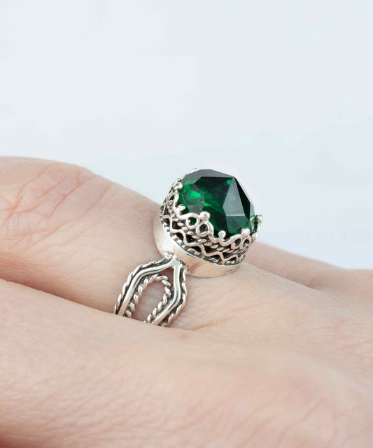 Peridot Gemstone Filigree Art Cocktail Ring
