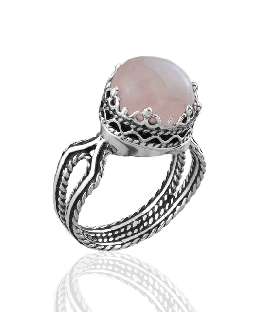 Rose Quartz Filigree Art Gemstone Ring