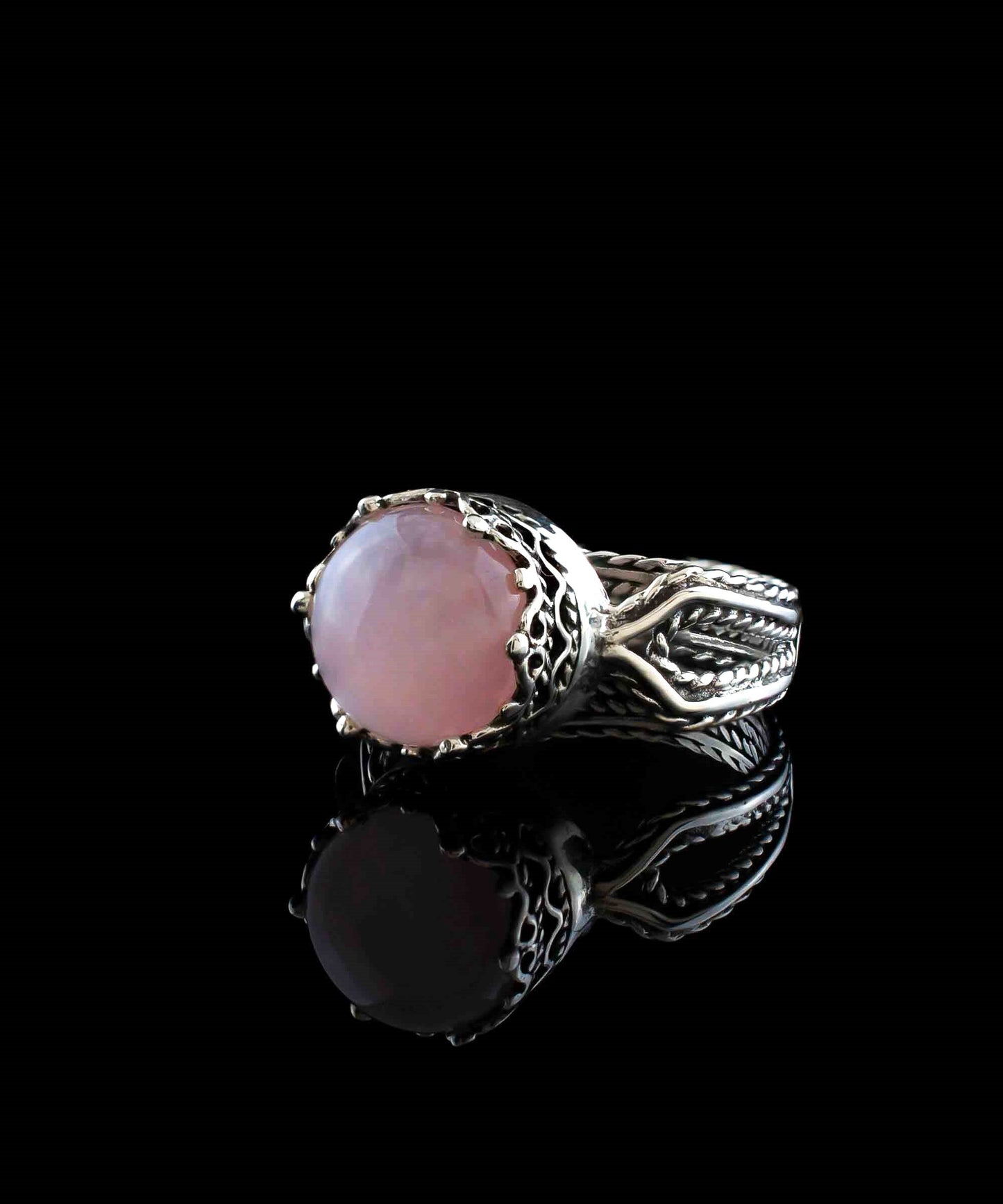 Rose Quartz Filigree Art Gemstone Ring
