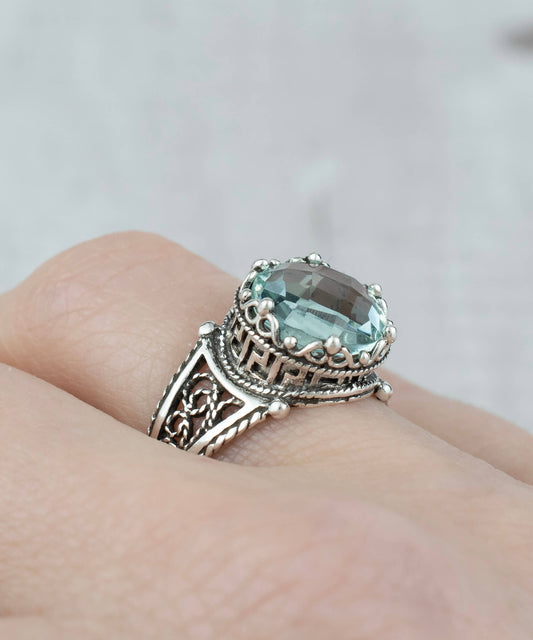 Aquamarine Filigree Art Ring