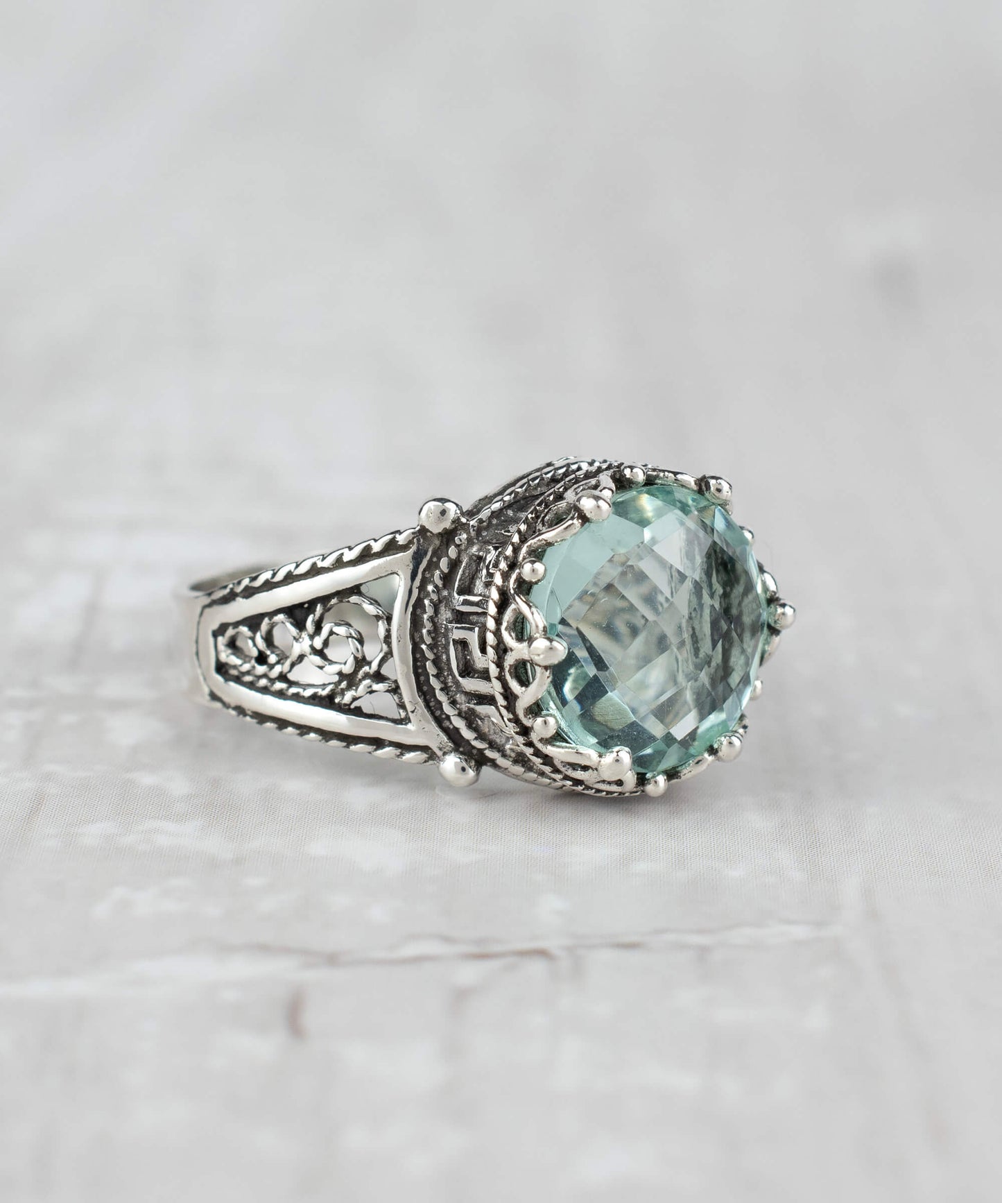 Aquamarine Filigree Art Ring
