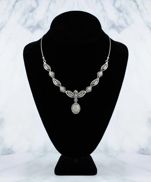 Gray Moonstone Filigree Necklace