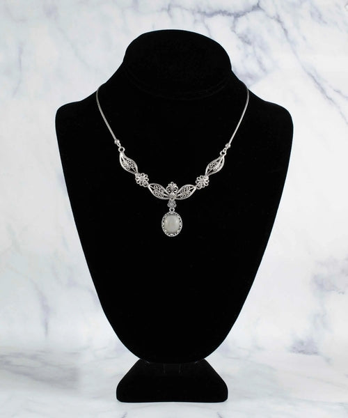 Gray Moonstone Filigree Necklace