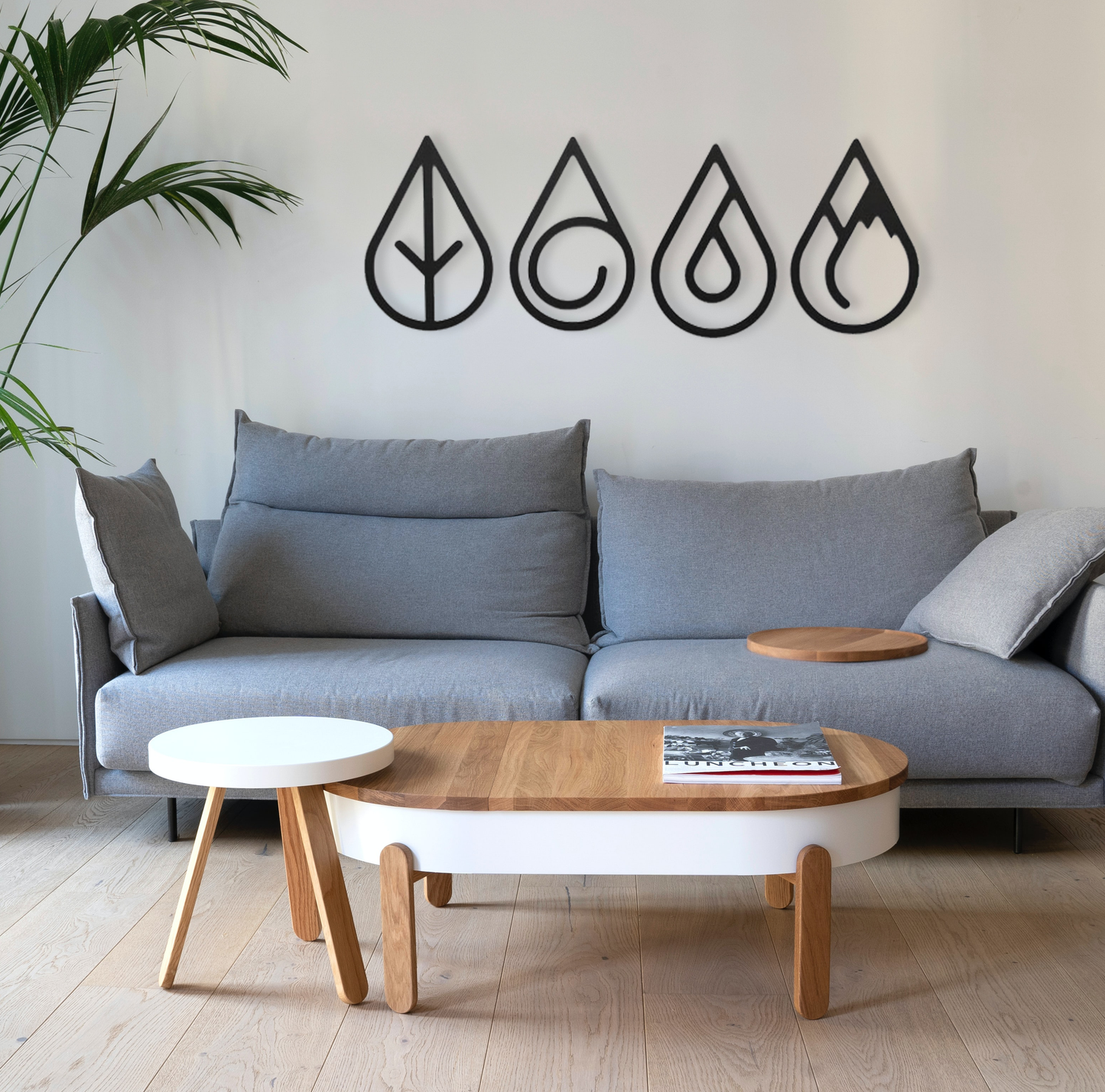 Four Elements Round Metal Wall Art – Earth, Wind, Water & Fire