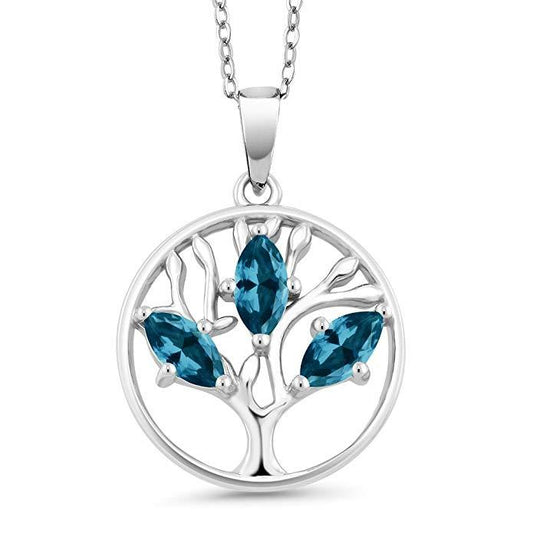 Tree Of Life Blue Topaz Necklace