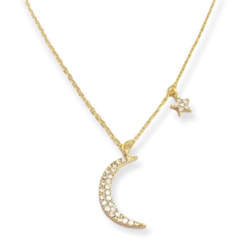 Moon and Star Necklace – Bohemian Sparkle