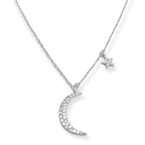Moon and Star Necklace – Bohemian Sparkle