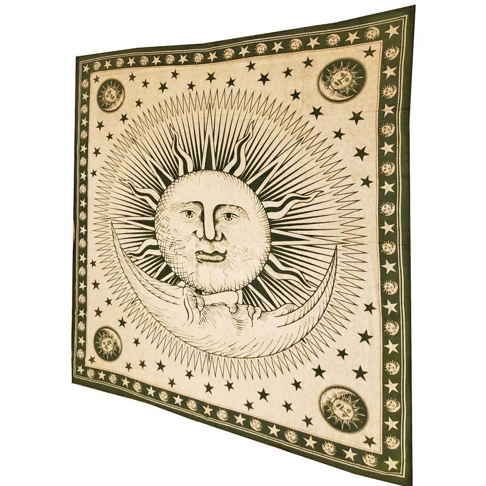 Divine Sun & Celestial Crescent Moon Tapestry