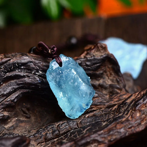 Natural Original Stone Pendant | Aquamarine, Rose Quarts, Green Fluorite, Rock Crystal