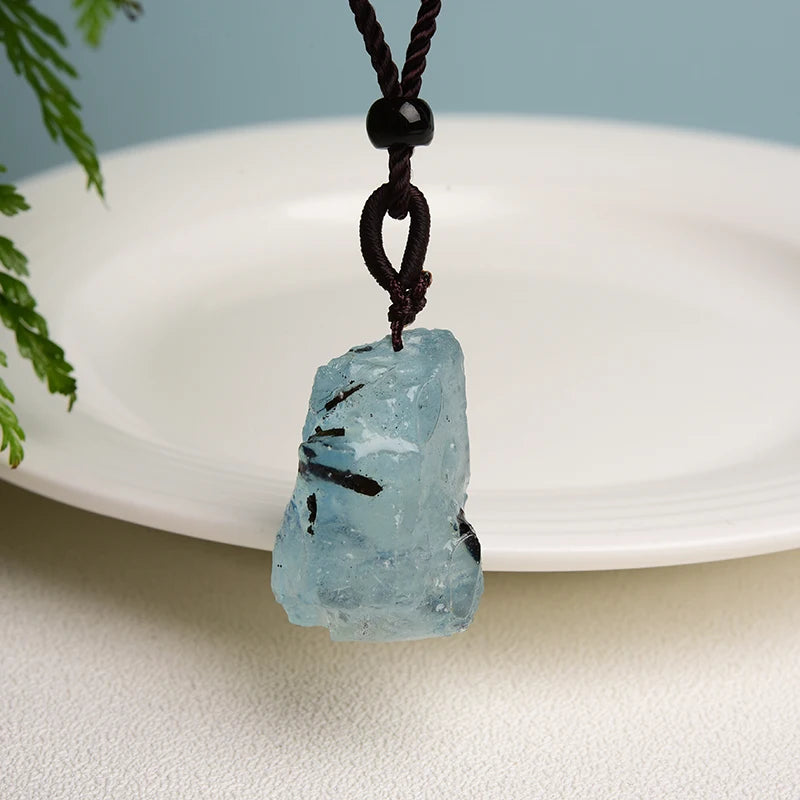 Natural Original Stone Pendant | Aquamarine, Rose Quarts, Green Fluorite, Rock Crystal